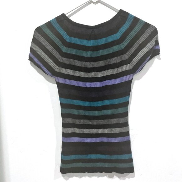 Ribbed Blue Striped Top - Picture 2 of 3